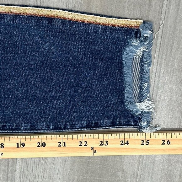 Abercrombie & Fitch Harper Low Rise Ankle Tuxedo Stripe Fray Hem Jeans Size 26S - Picture 15 of 16